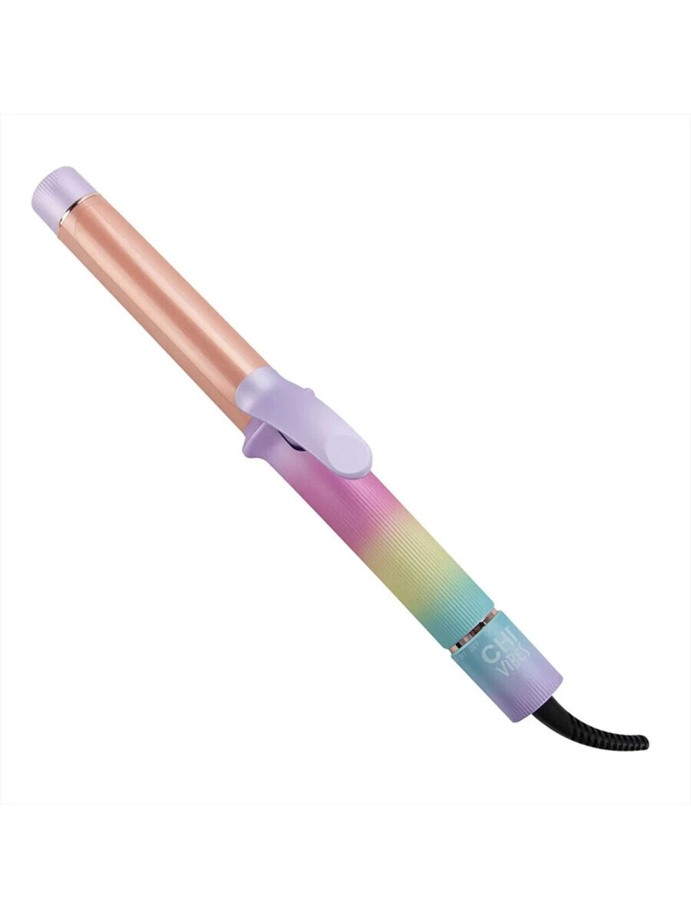 CHI Vibes You Go Curl 1.25-Inch Spring Curling Iron Ceramic Rainbow Design NIB